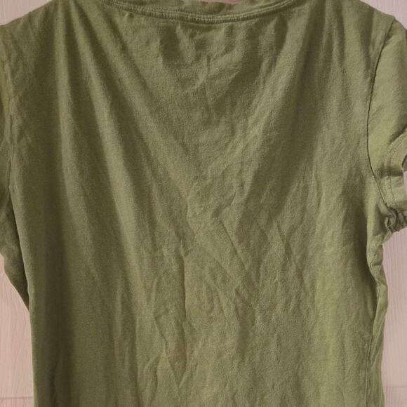 Vintage-Inspired Olive Green Seven7 Tee with Shimmery Grey Logo - Picture 4 of 4